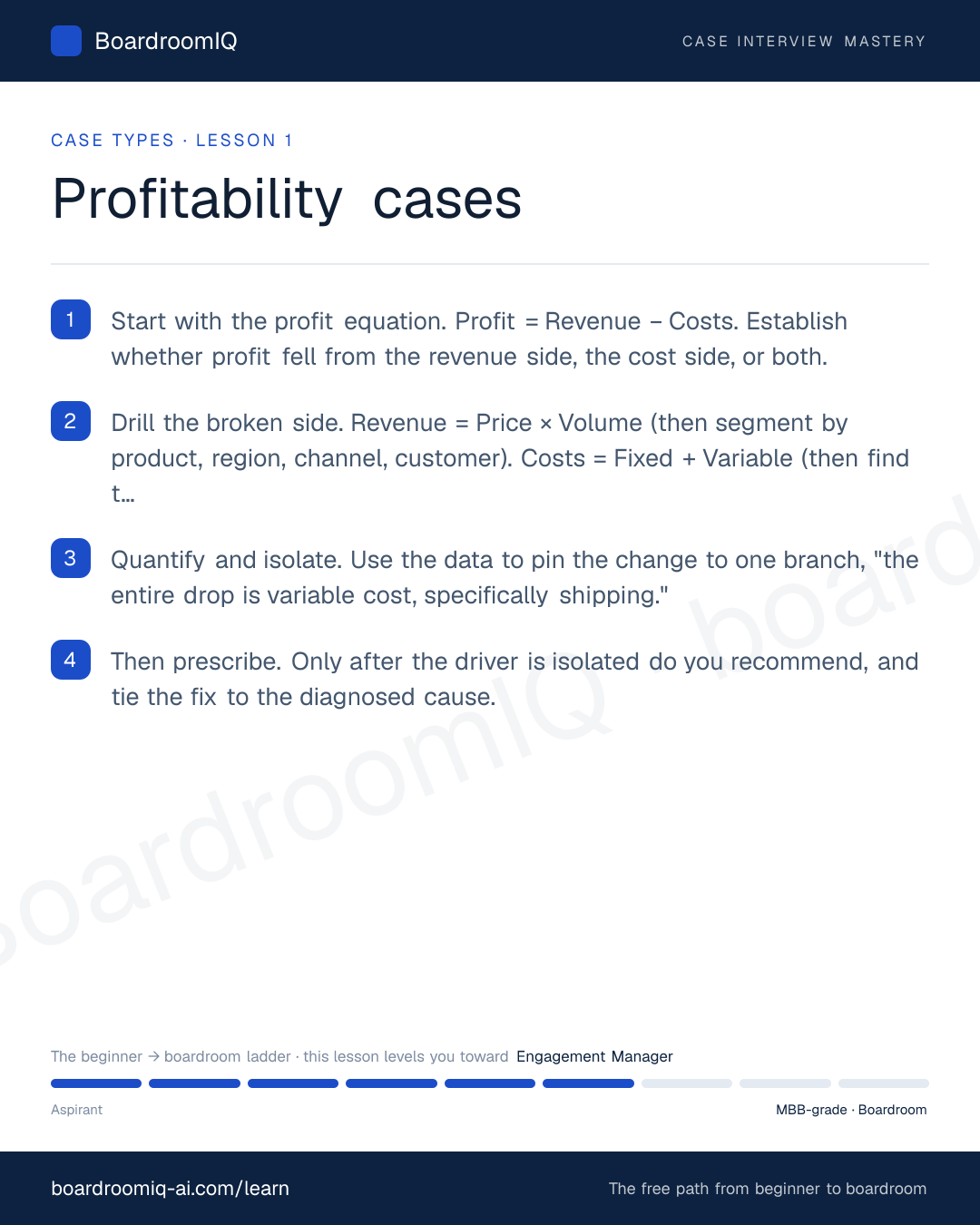 Infographic recap of the lesson "Profitability cases"
